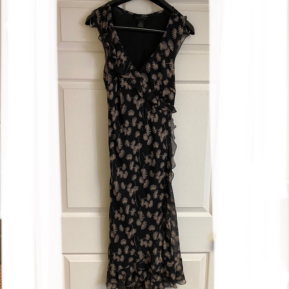 Silk dress with ruffle detail